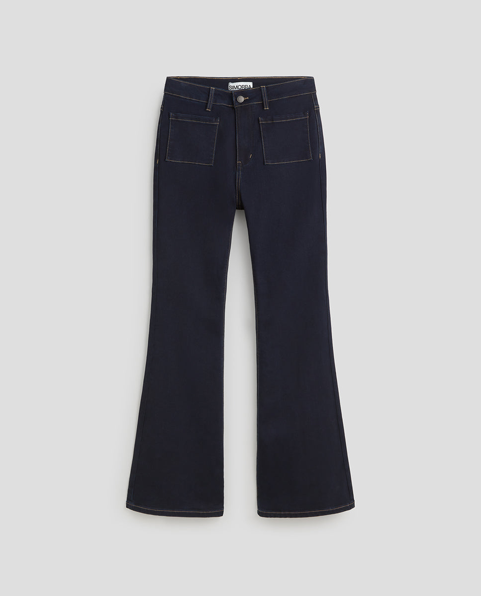 Denim pants with patch pockets