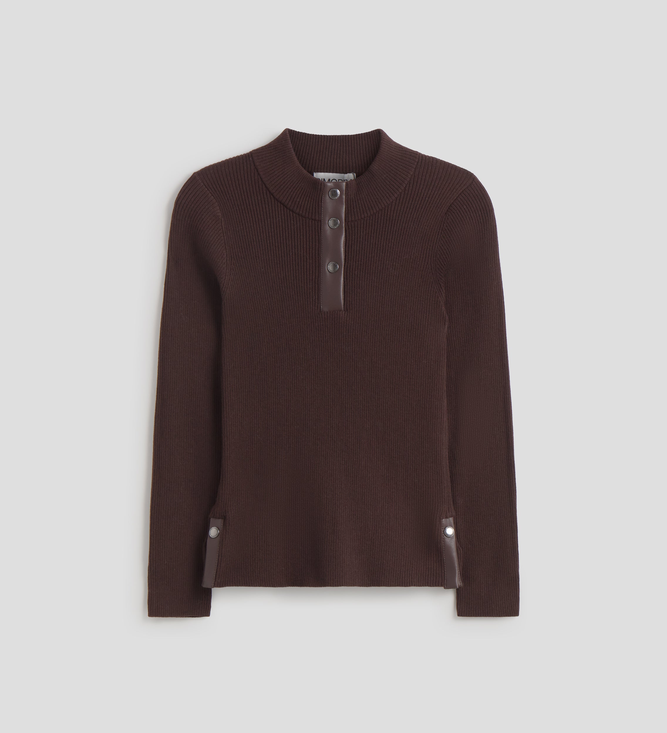 Ribbed jersey leather details