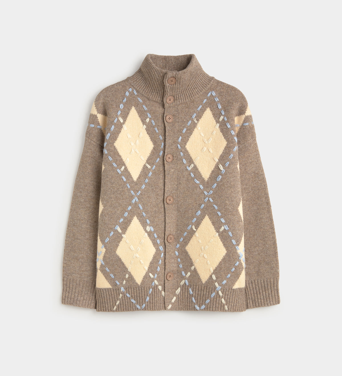 Knit cardigan with diamond pattern