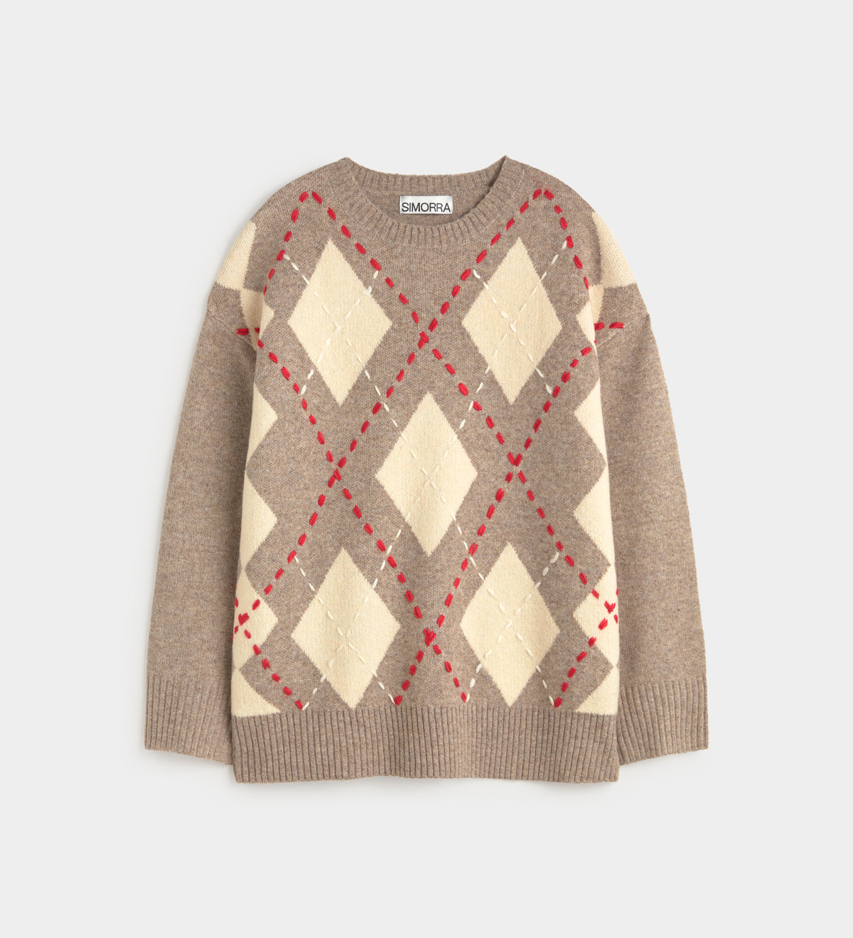 Oversized sweater with diamond pattern