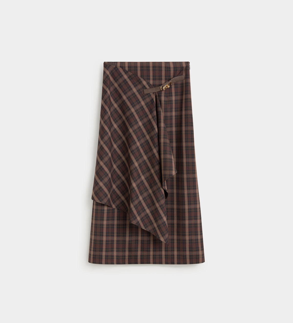 Checked skirt with metal hardware