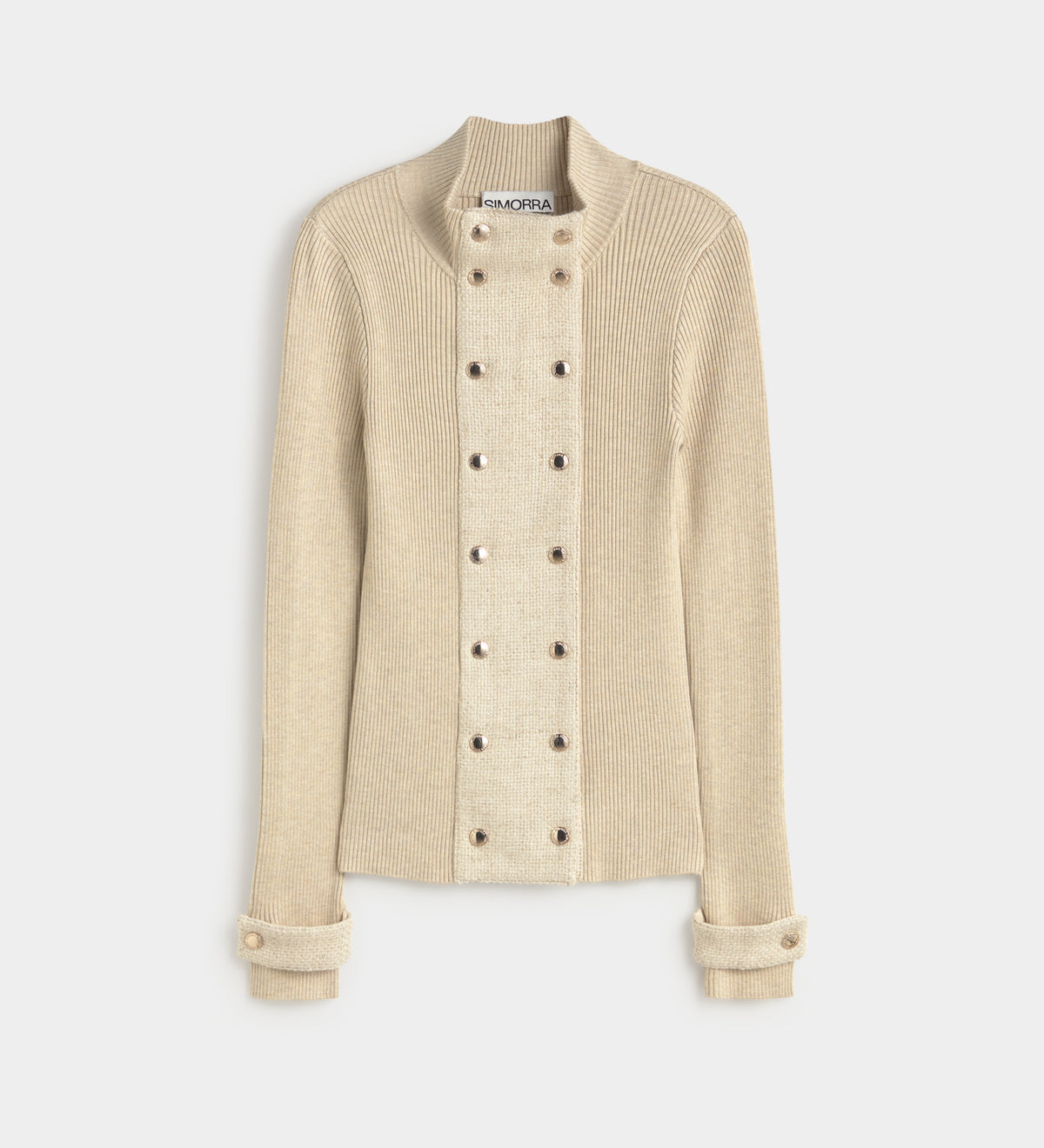 Short two-material cardigan