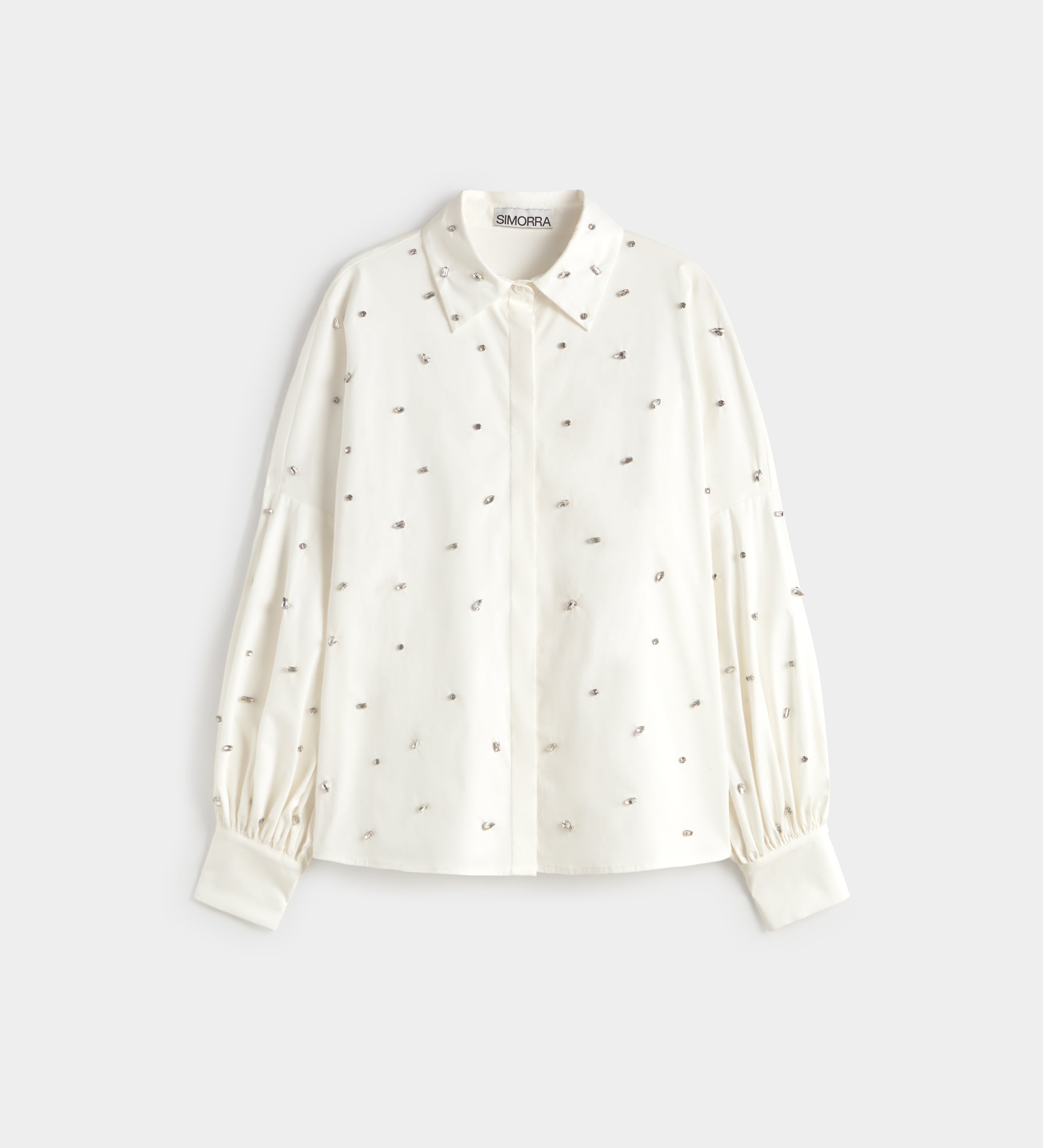 Long-sleeve blouse with rhinestones