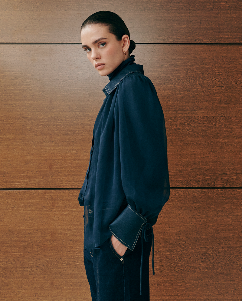 Blusa gasa combinada