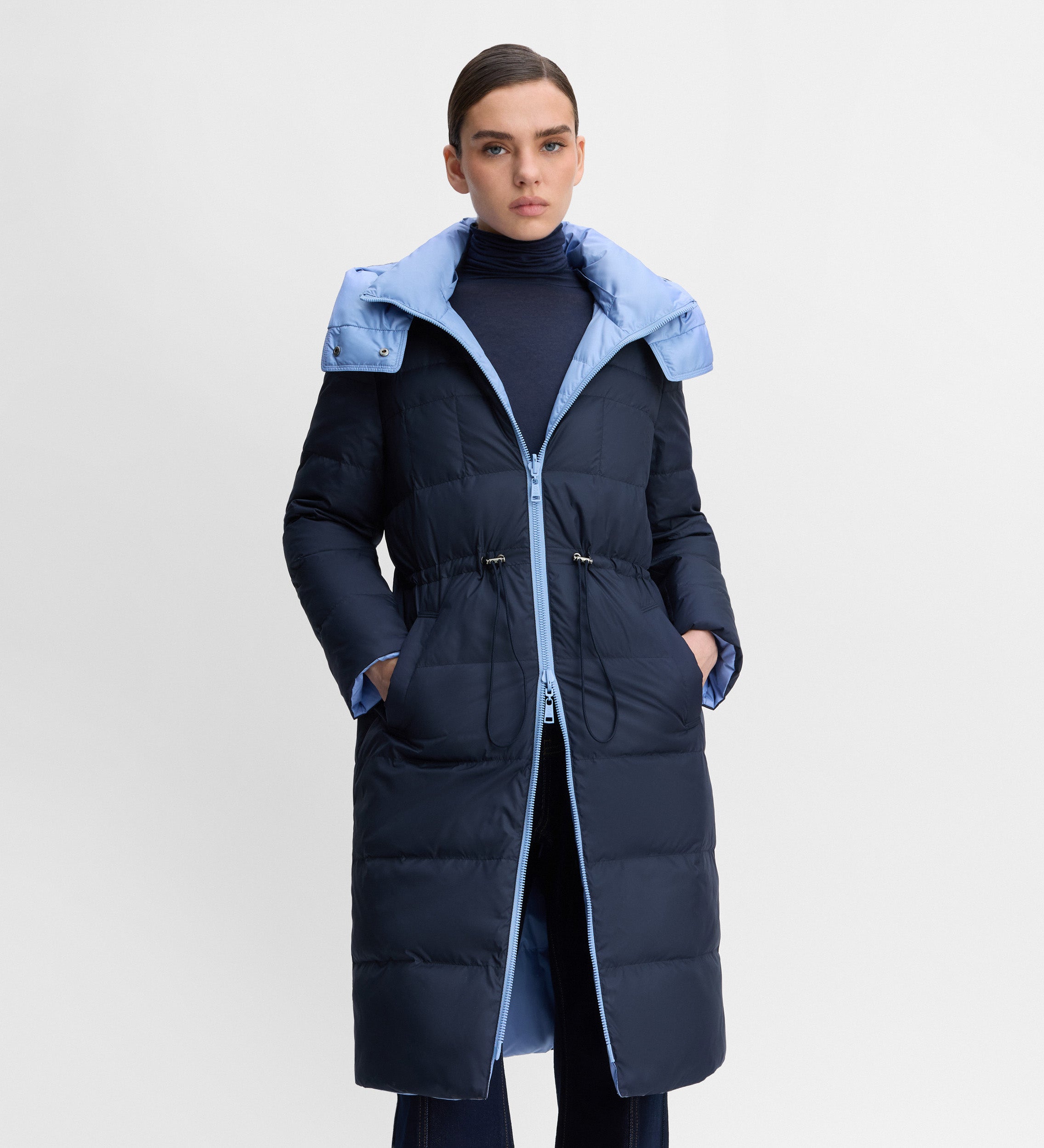Long reversible down jacket
