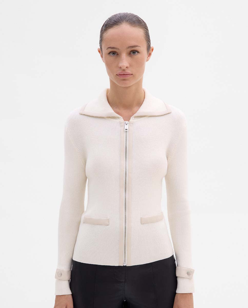 Chaqueta de punto efecto piel