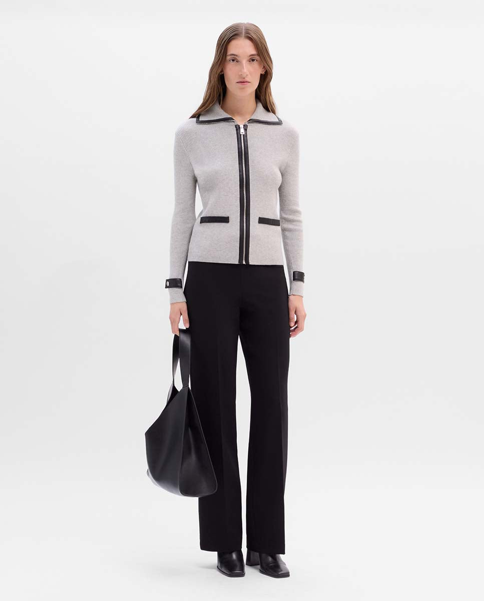 Chaqueta de punto efecto piel