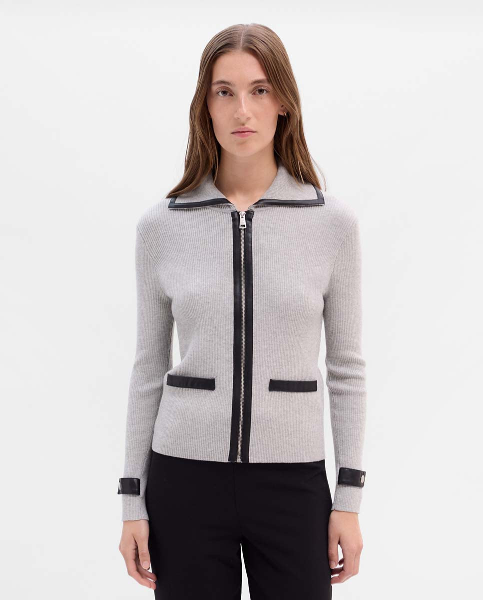 Chaqueta de punto efecto piel