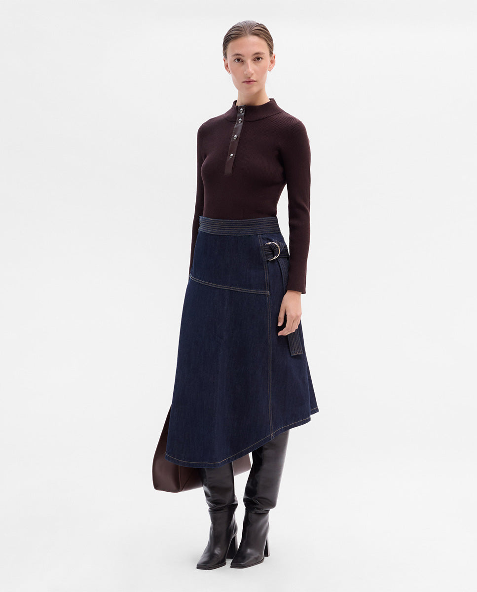 Falda denim pespuntes