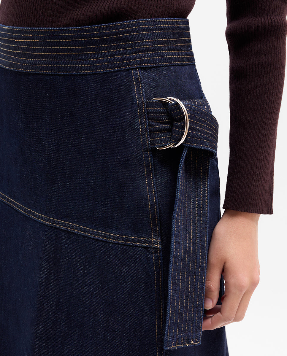 Falda denim pespuntes