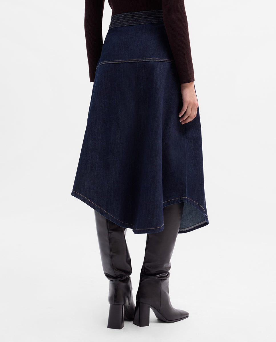 Falda denim pespuntes