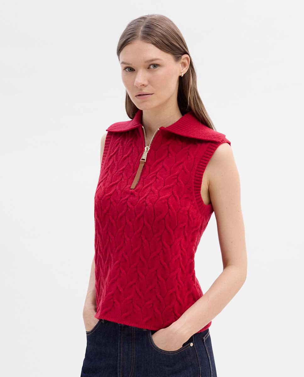 Chaleco punto trenzas