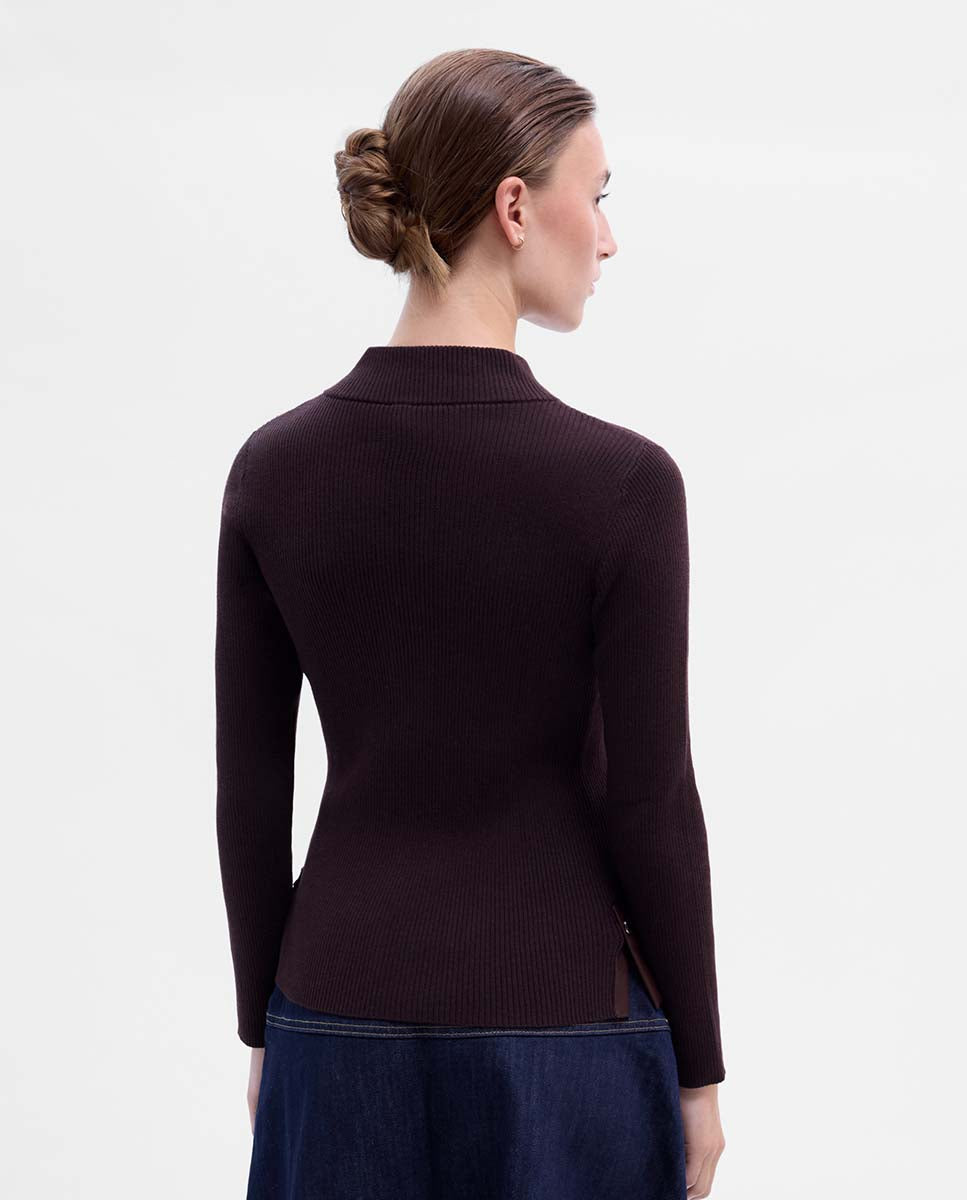Ribbed jersey leather details