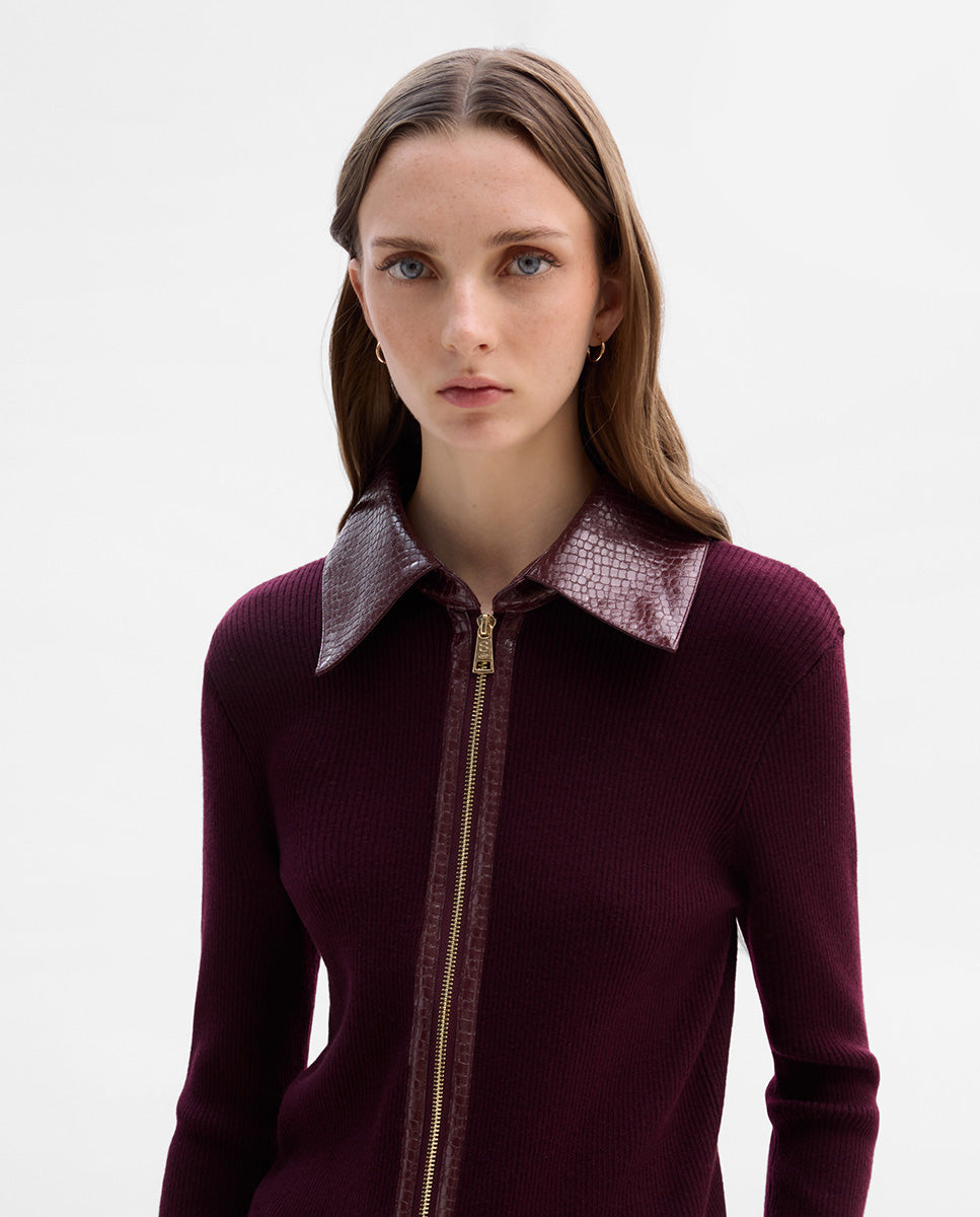 Chaqueta de punto combinado