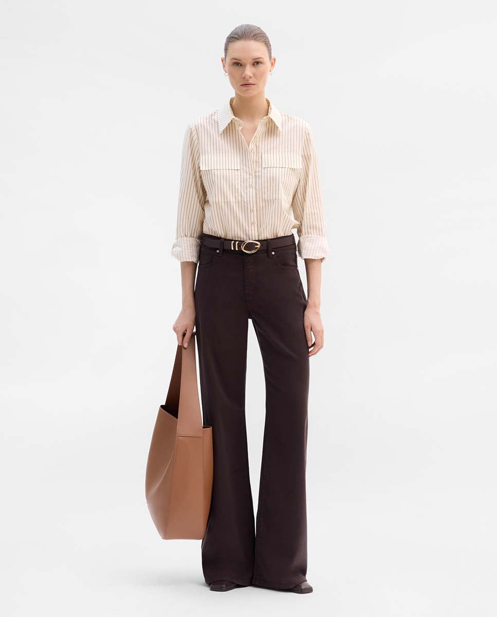 Straight leg suede pants