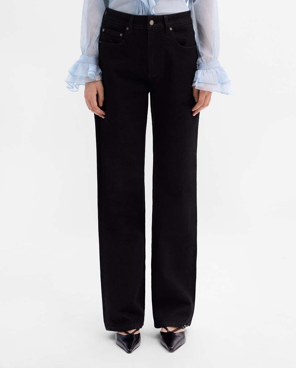 Pantalón recto sarga algodón