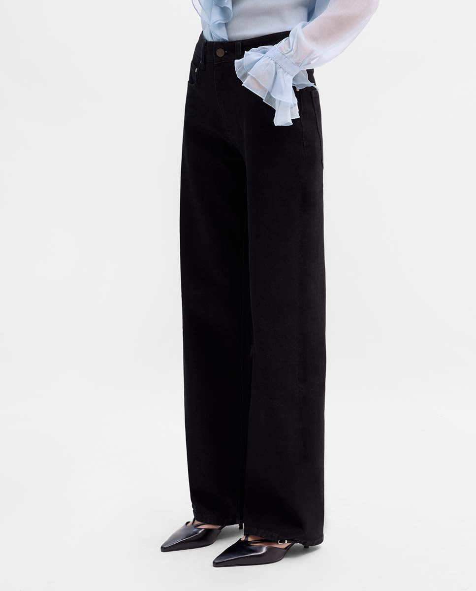 Straight cotton twill pants
