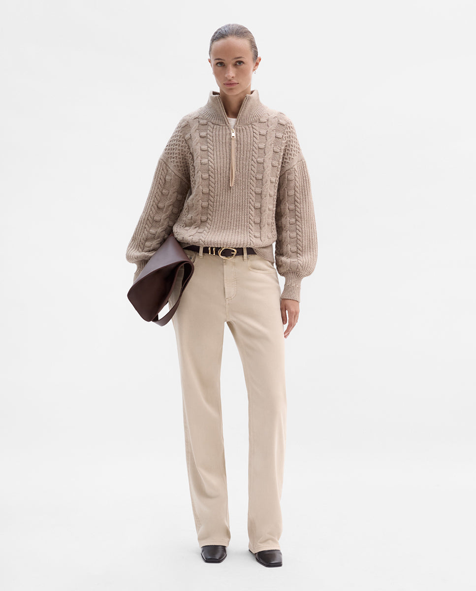 Pantalón recto sarga algodón