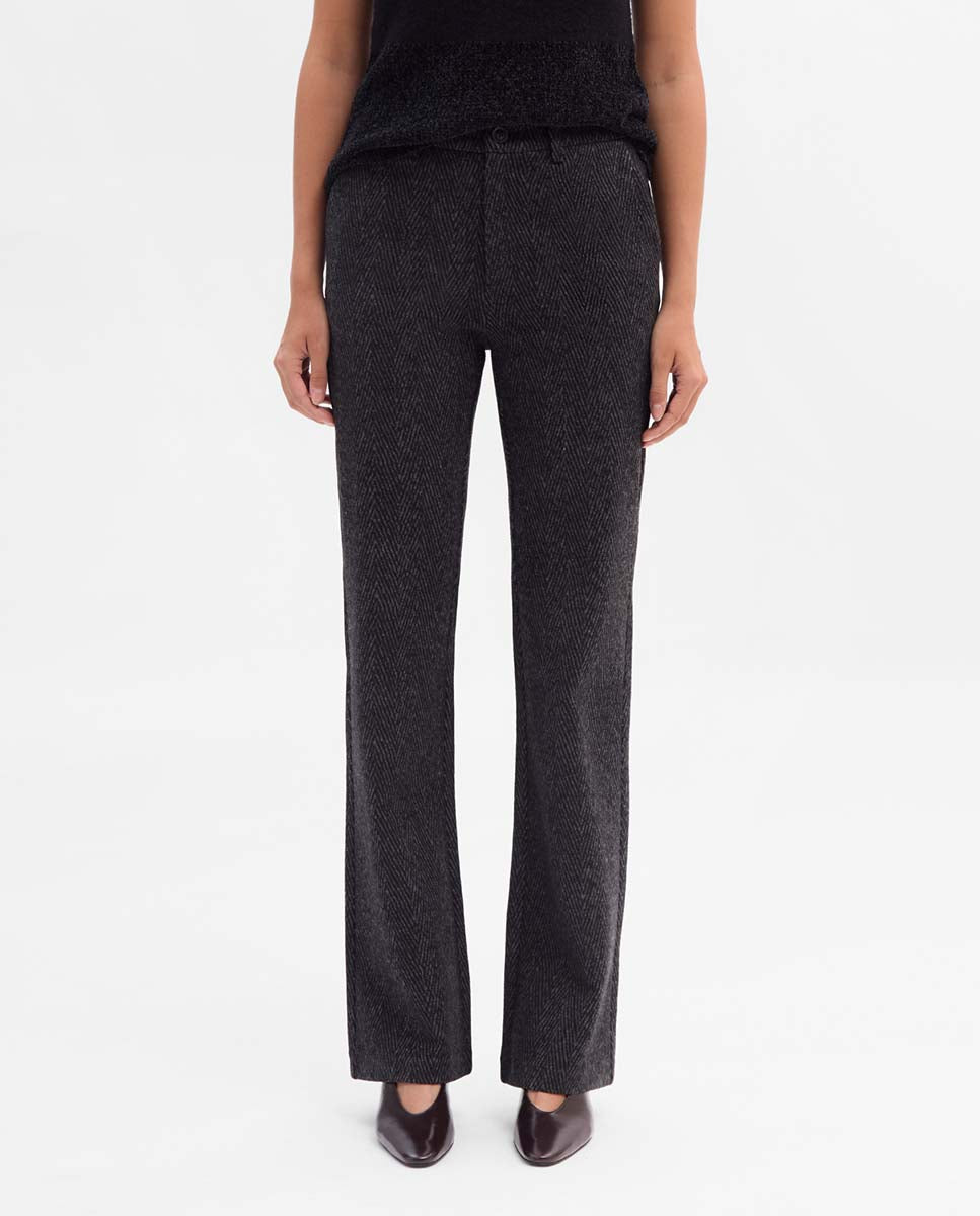 Straight herringbone trousers
