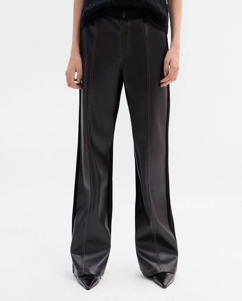 Pantalón bimateria pespuntes