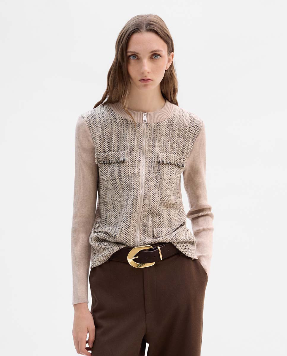 Chaqueta de punto bimateria