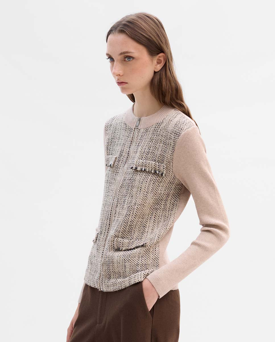 Two-tone knit jacket