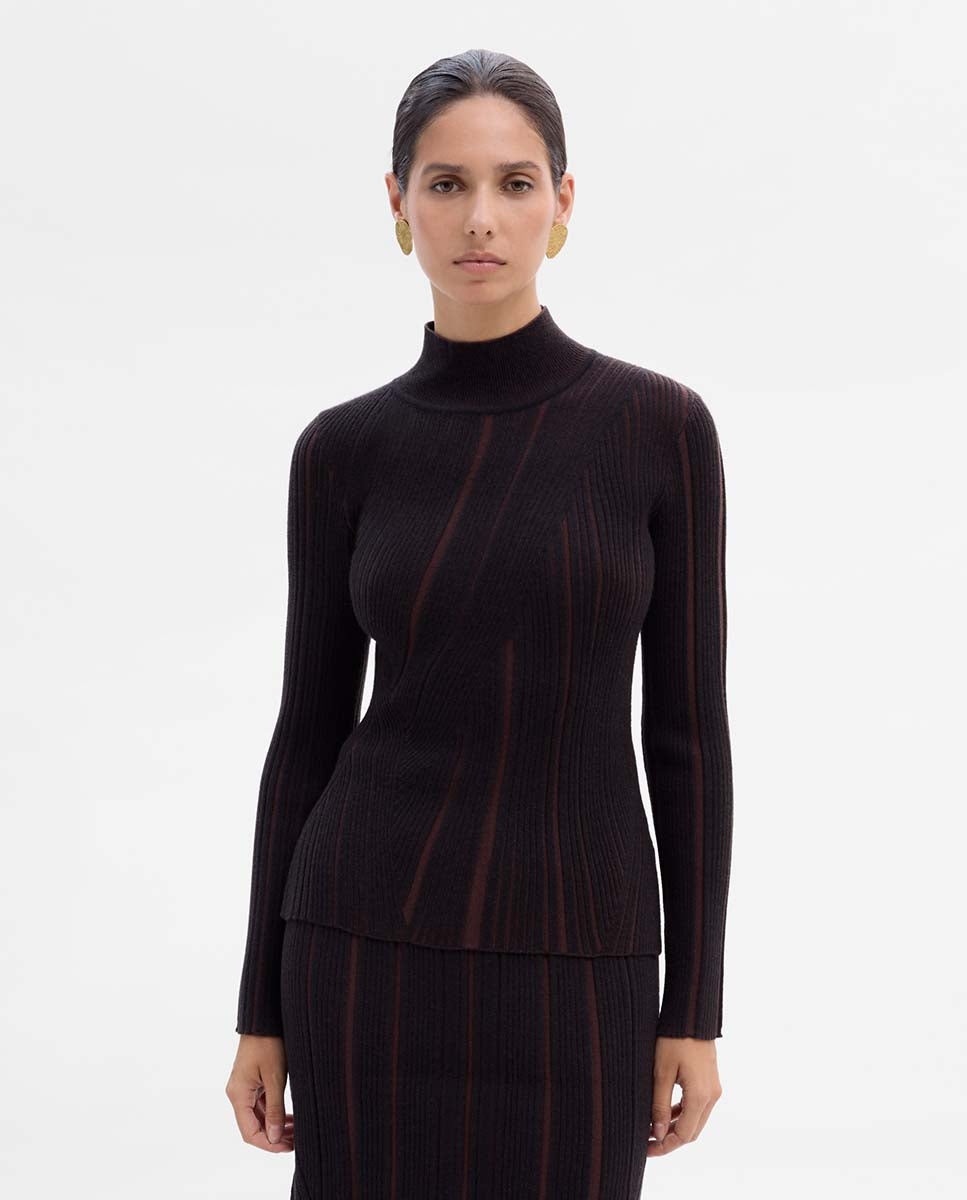 Jersey canalé bicolor