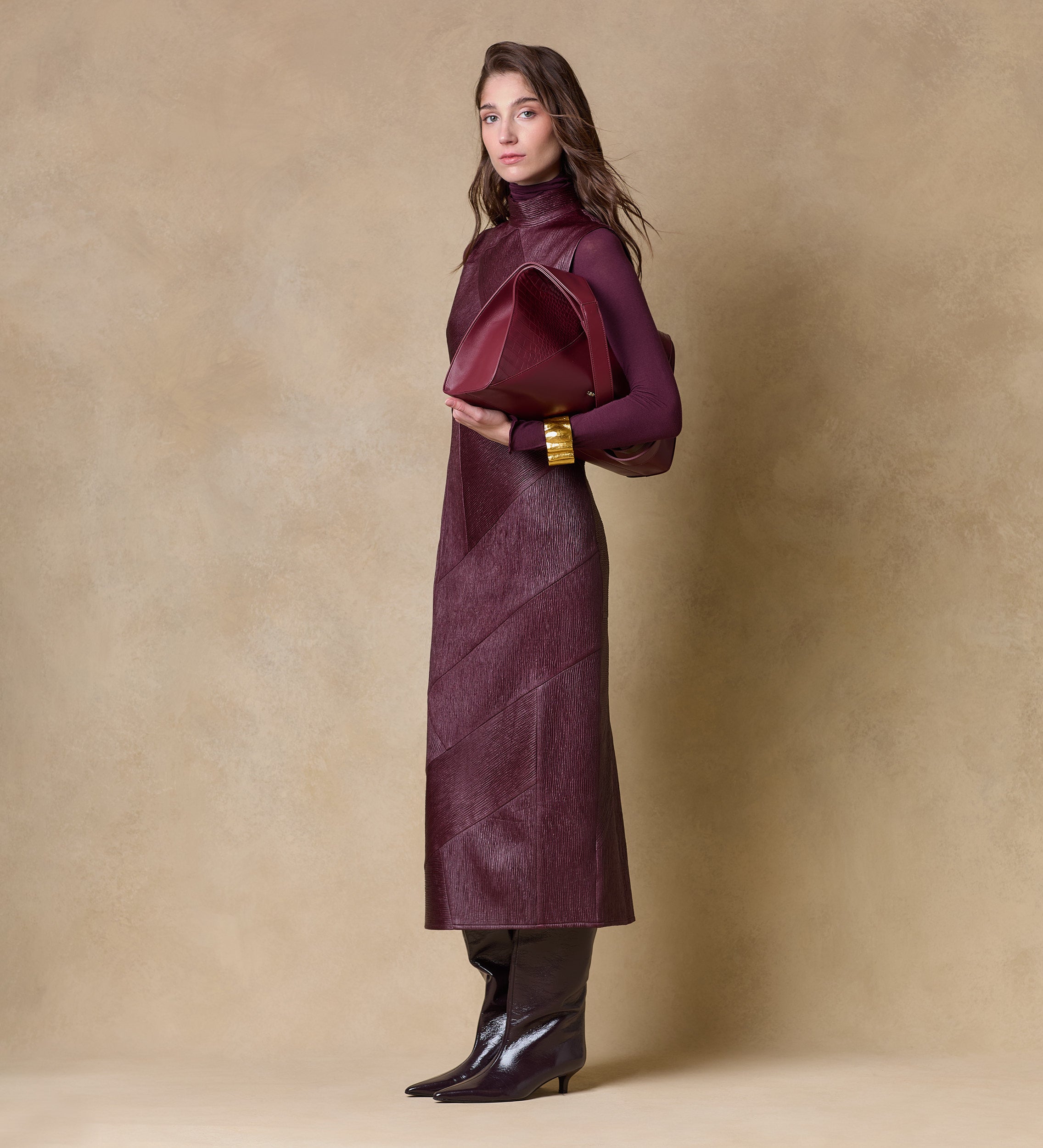 Vestido largo textura