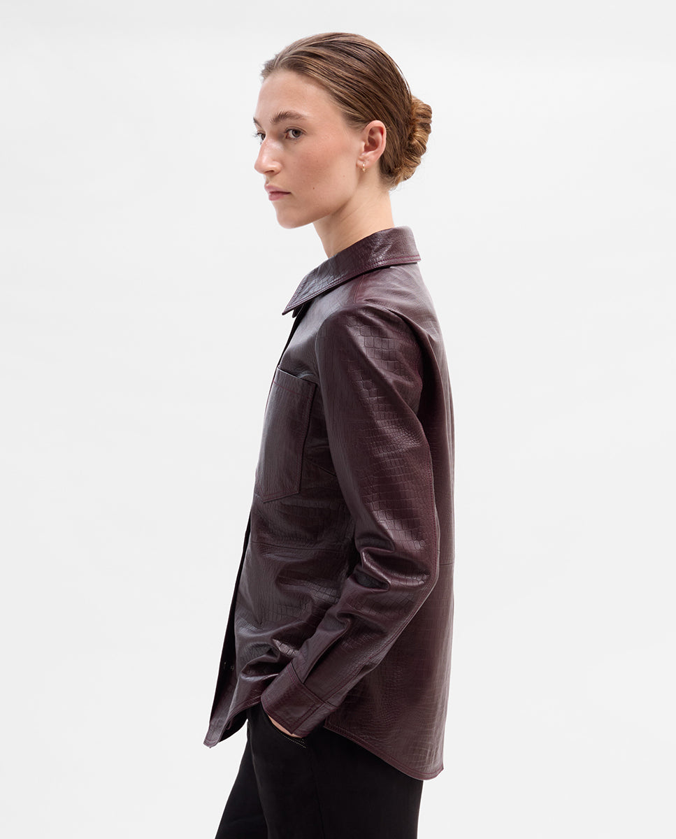 Sobrecamisa de piel grabada