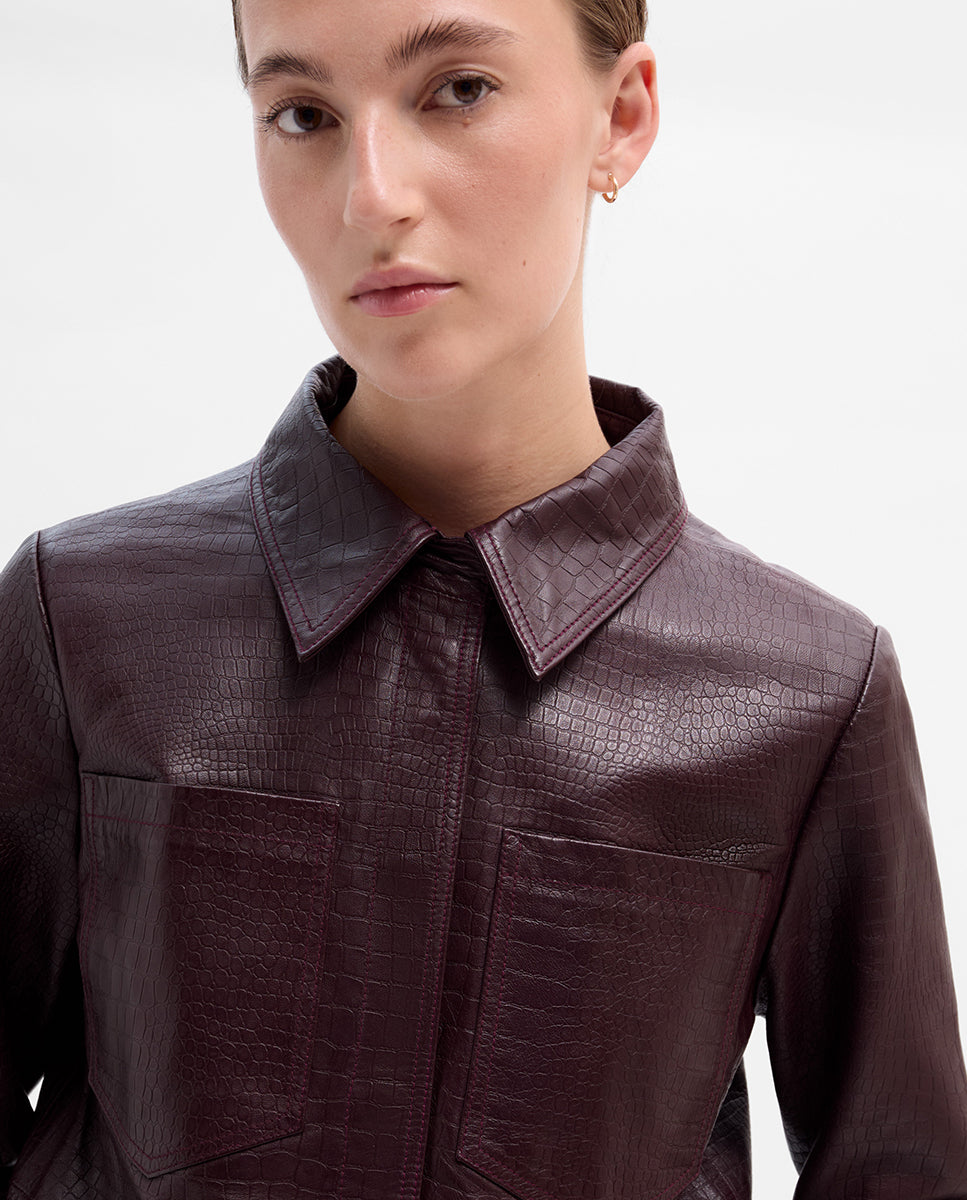 Sobrecamisa de piel grabada
