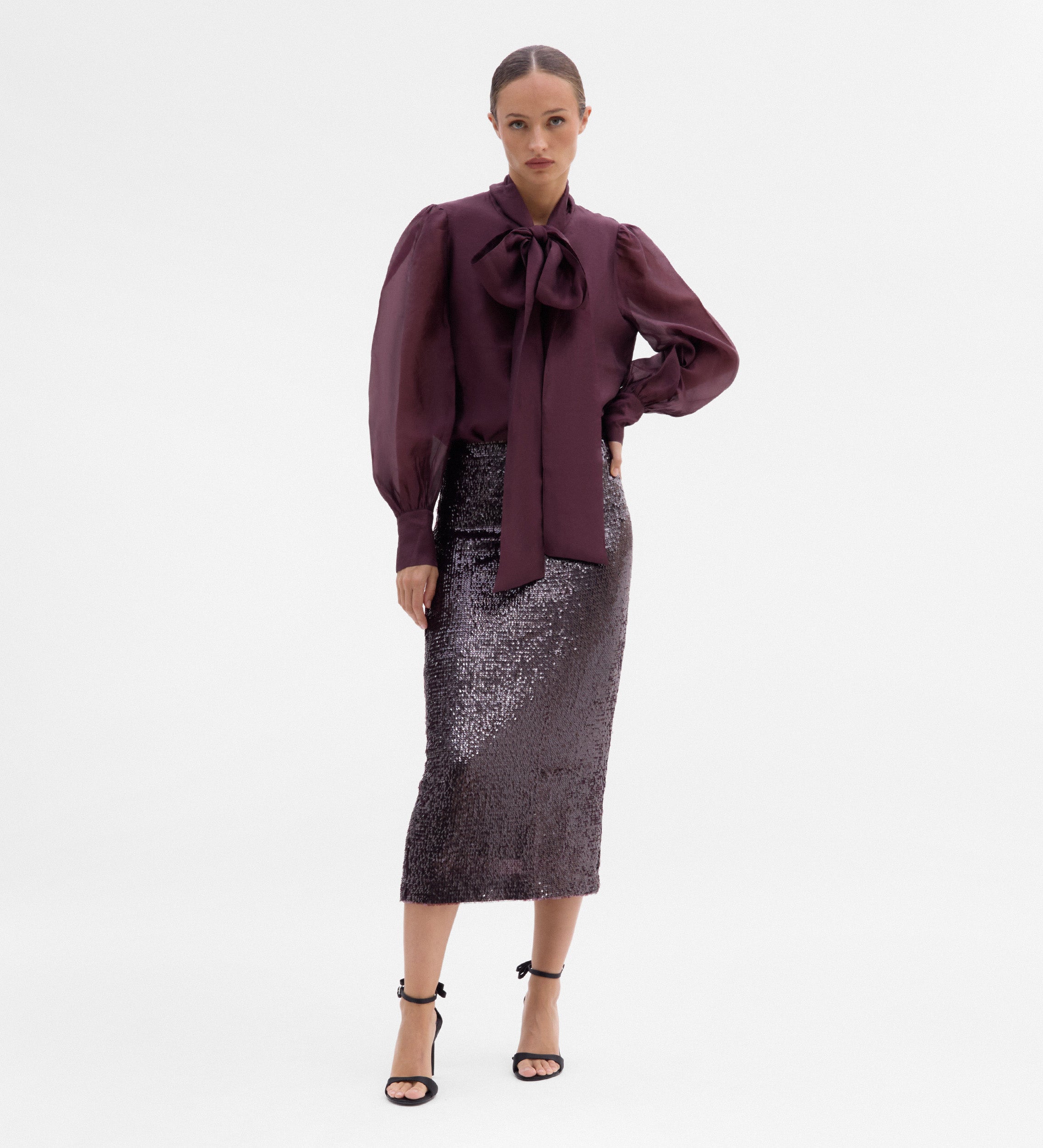 Falda midi lentejuelas