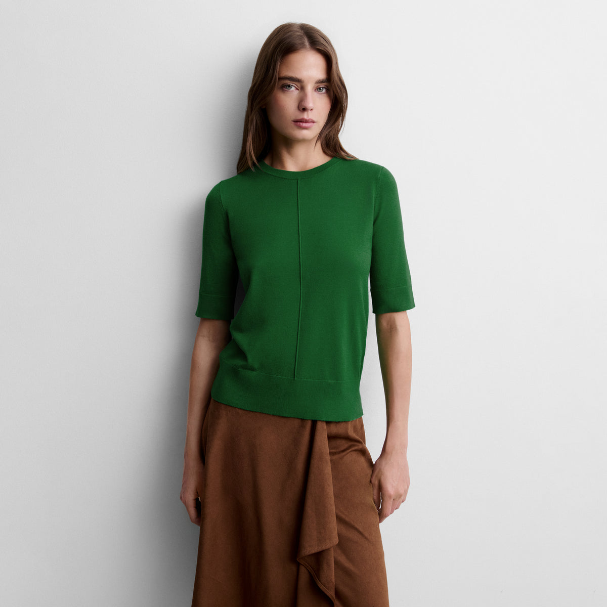 Short-sleeve knit sweater