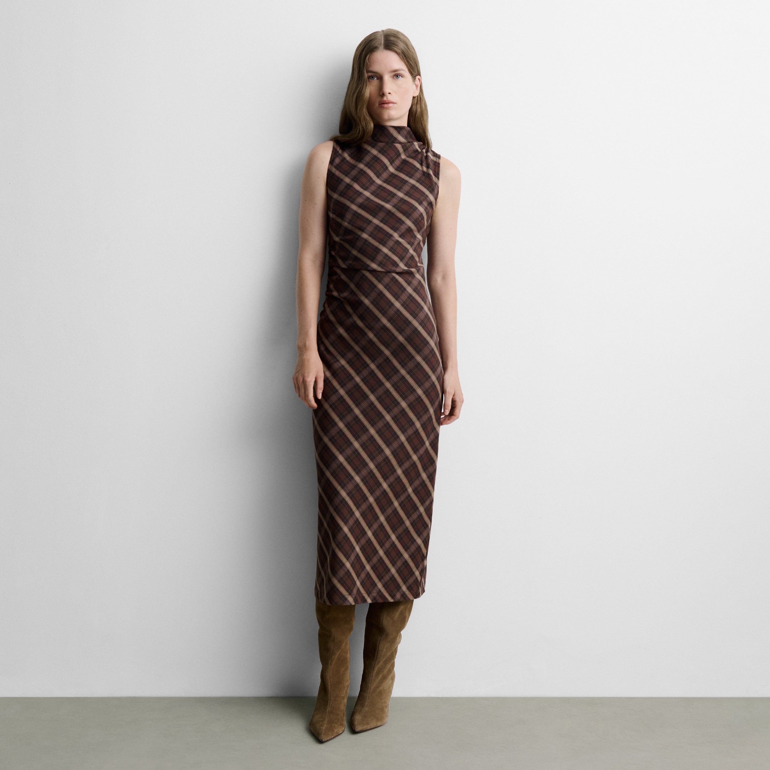 Checked midi dress