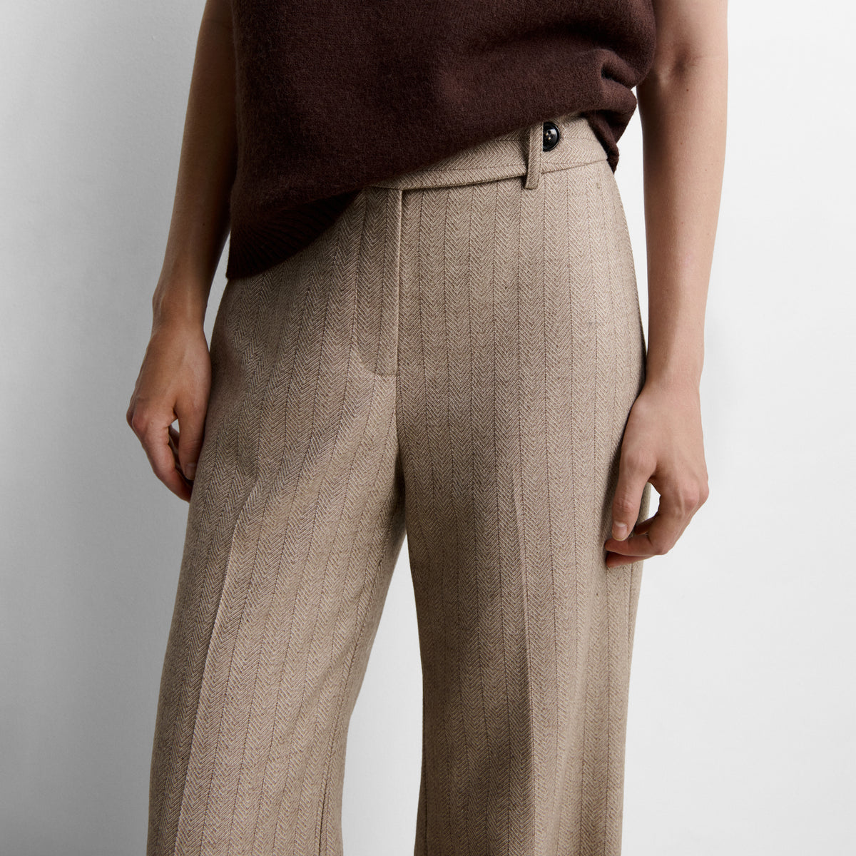 Flared herringbone trousers