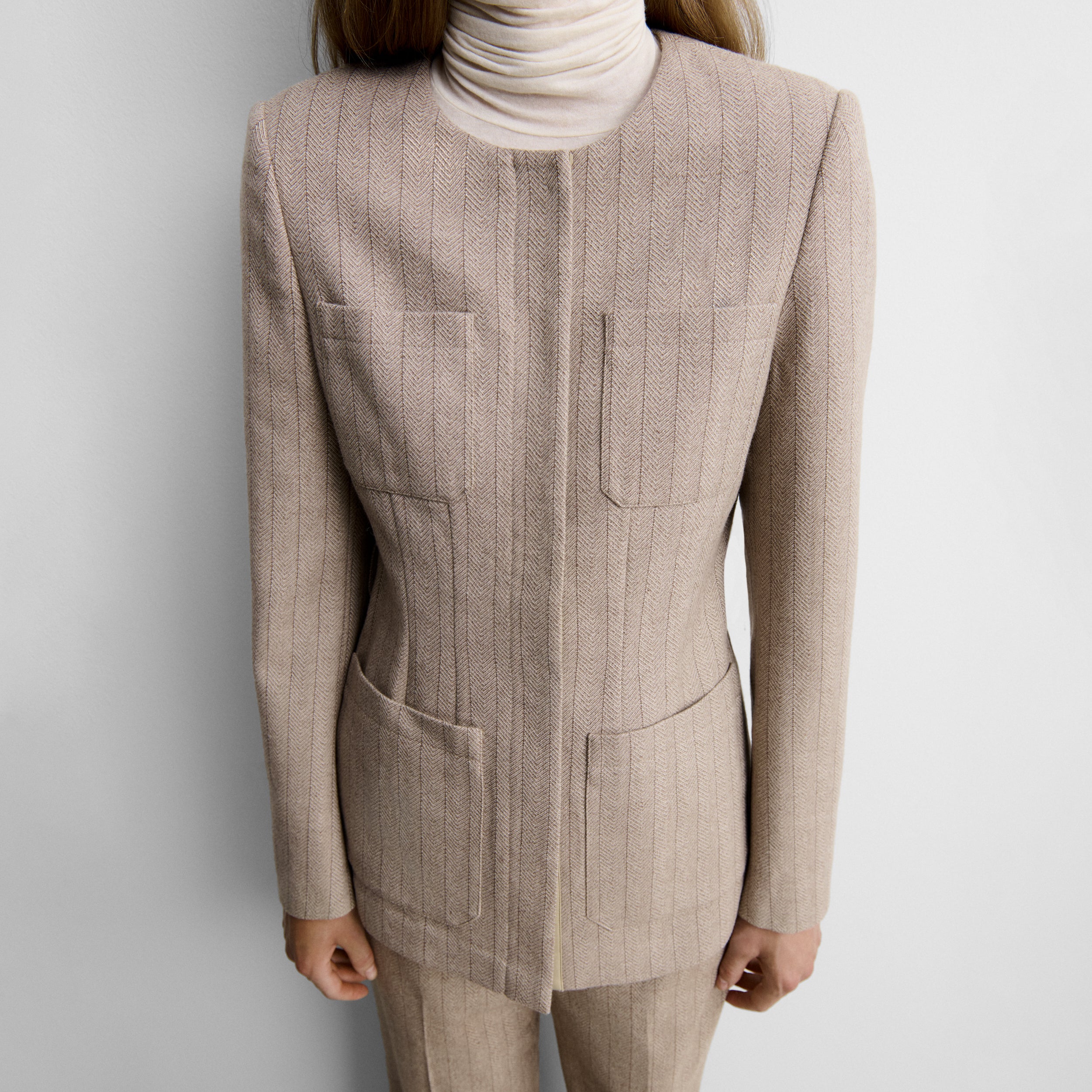 Herringbone jacket with belt