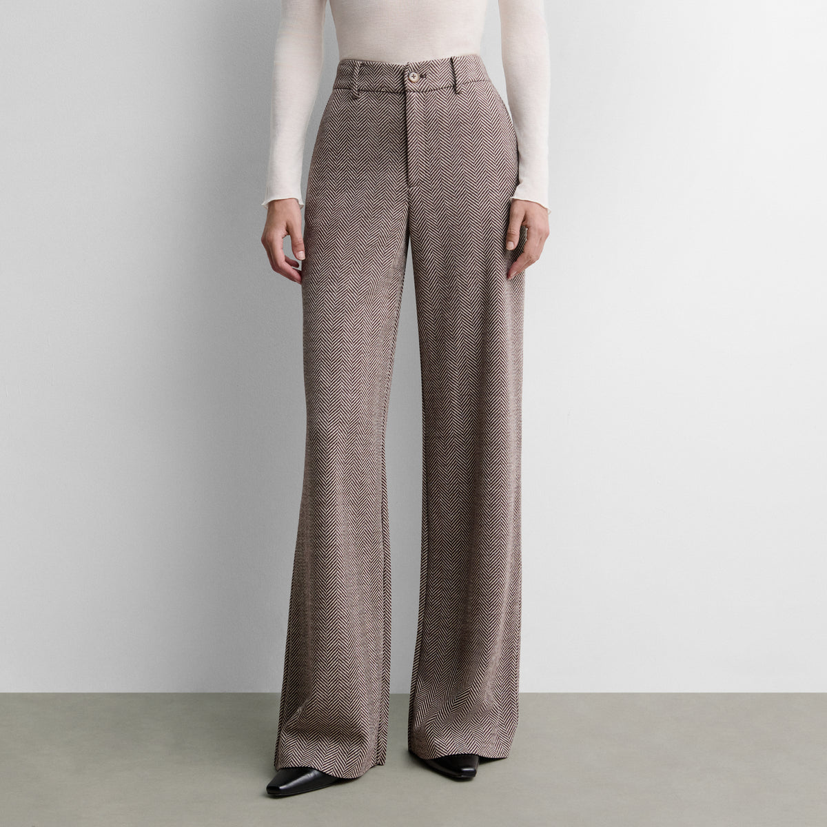 Wide herringbone trousers