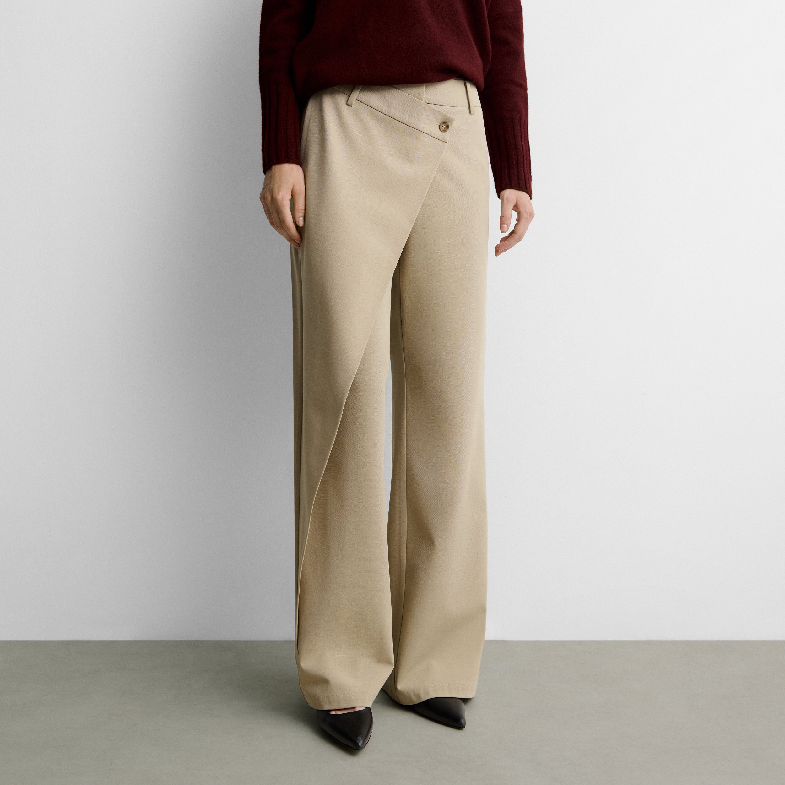 Straight trousers with wrap effect