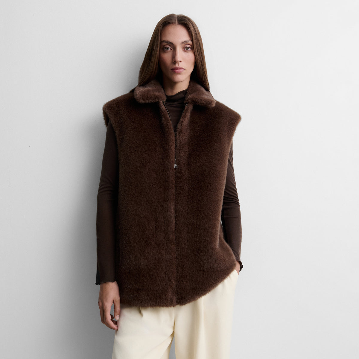 Reversible faux fur gilet