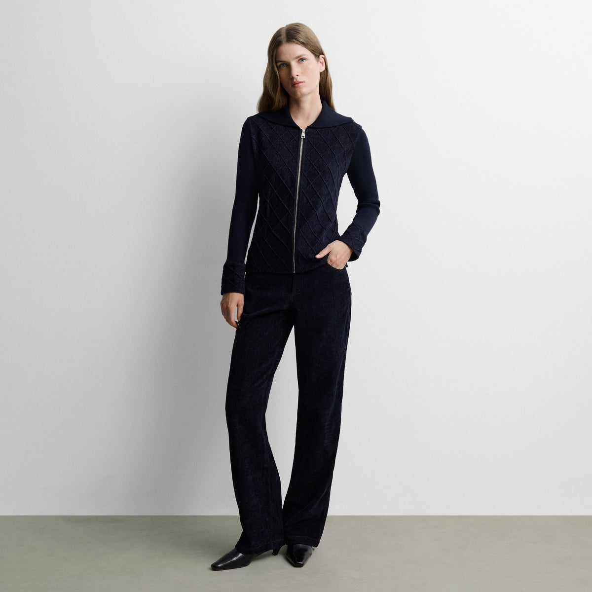 Two-material cardigan