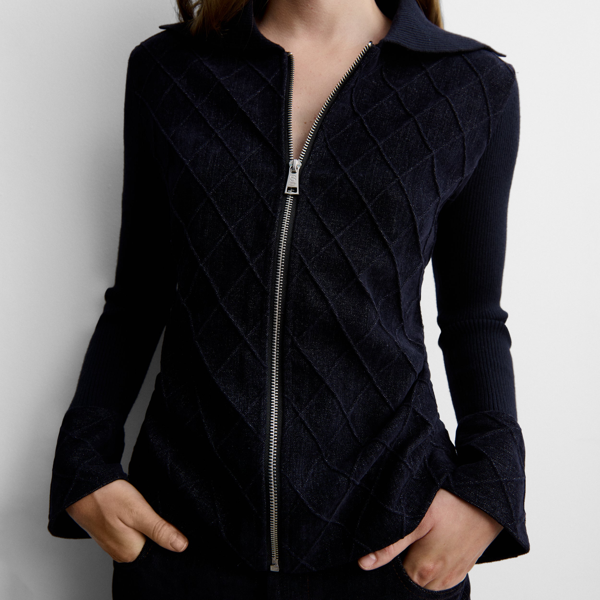 Two-material cardigan