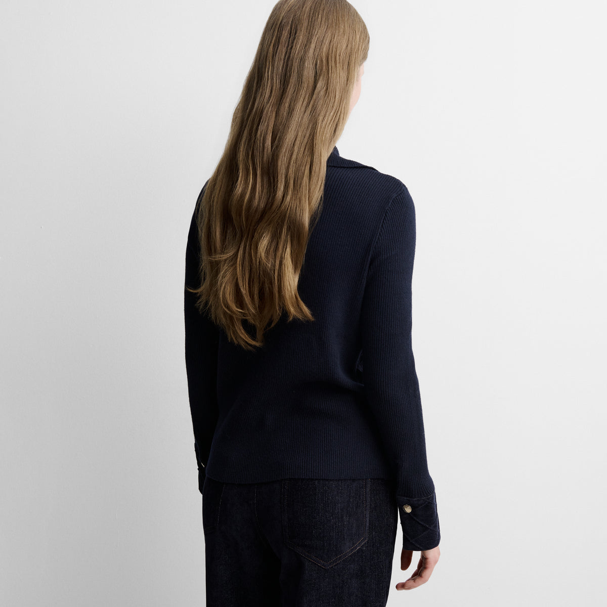 Two-material cardigan