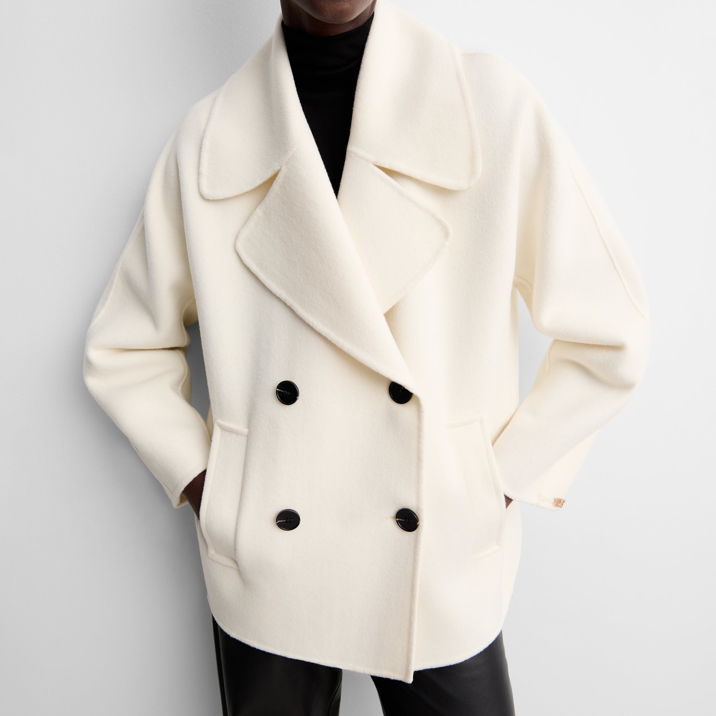 Double-faced wool long jacket