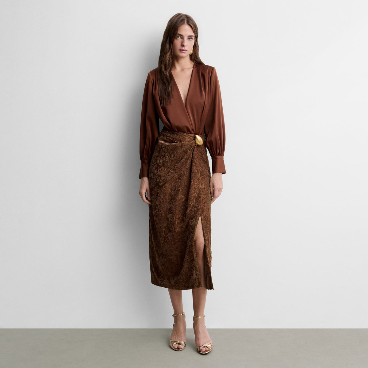 Straight skirt with draping