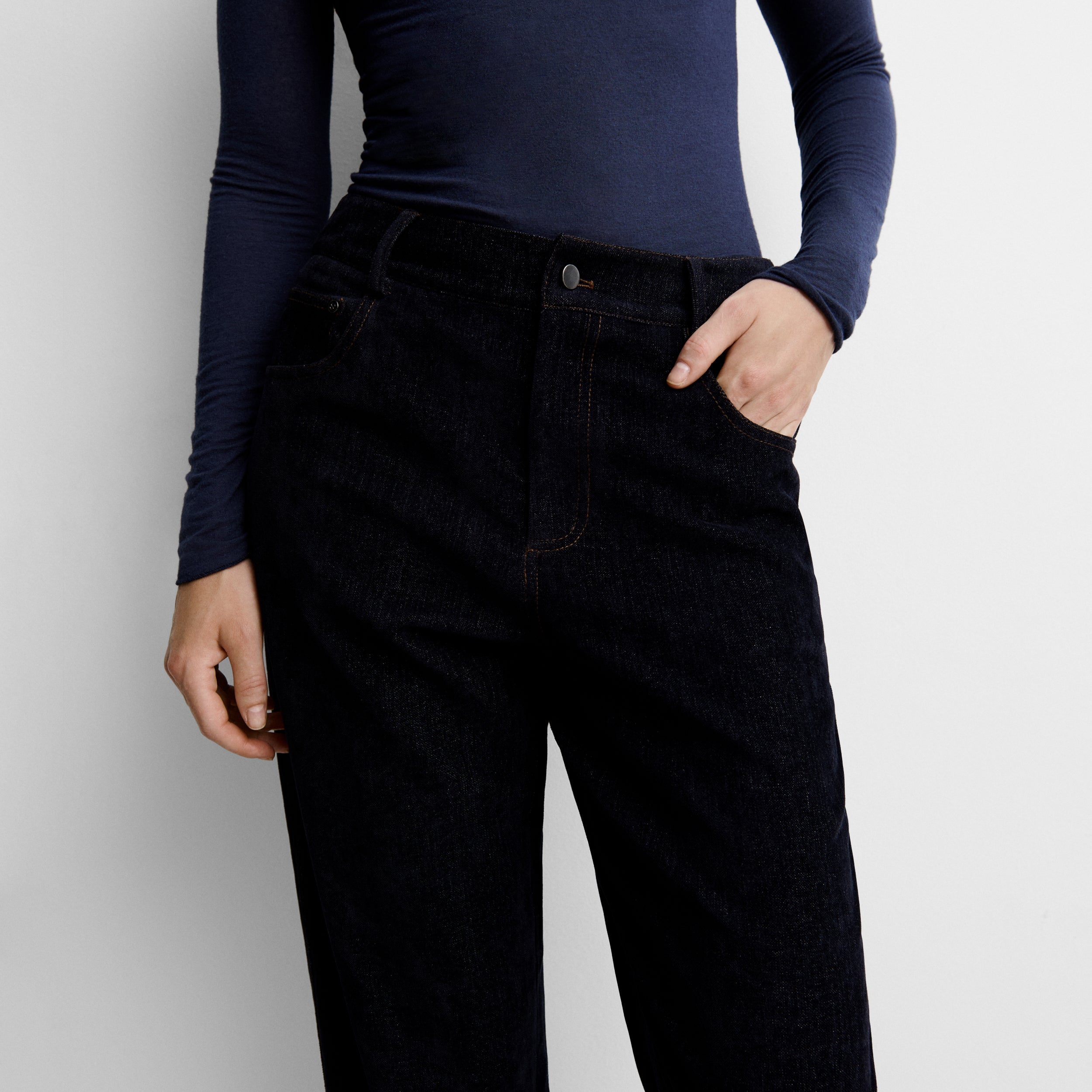 Straight denim-effect trousers
