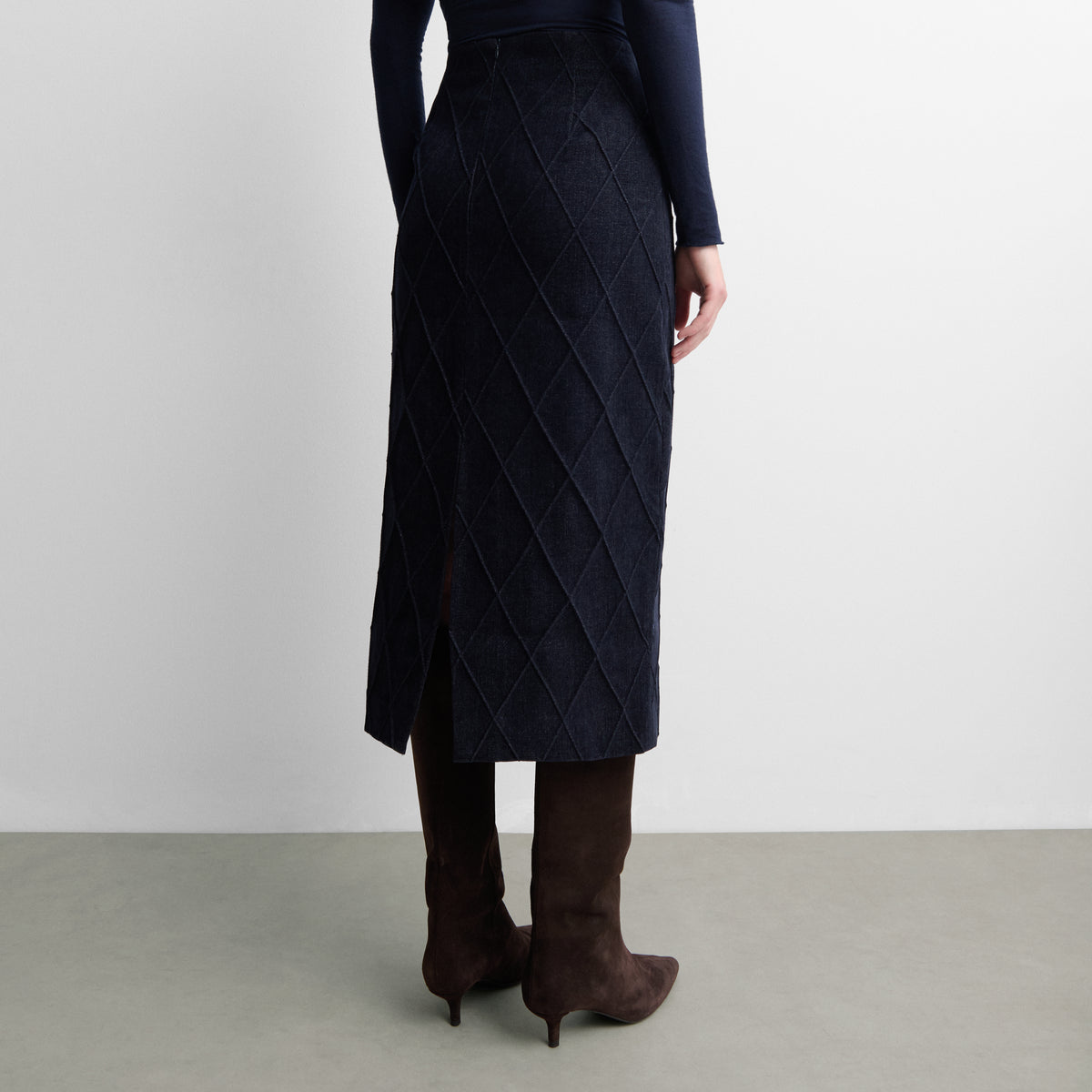 Denim-effect midi skirt