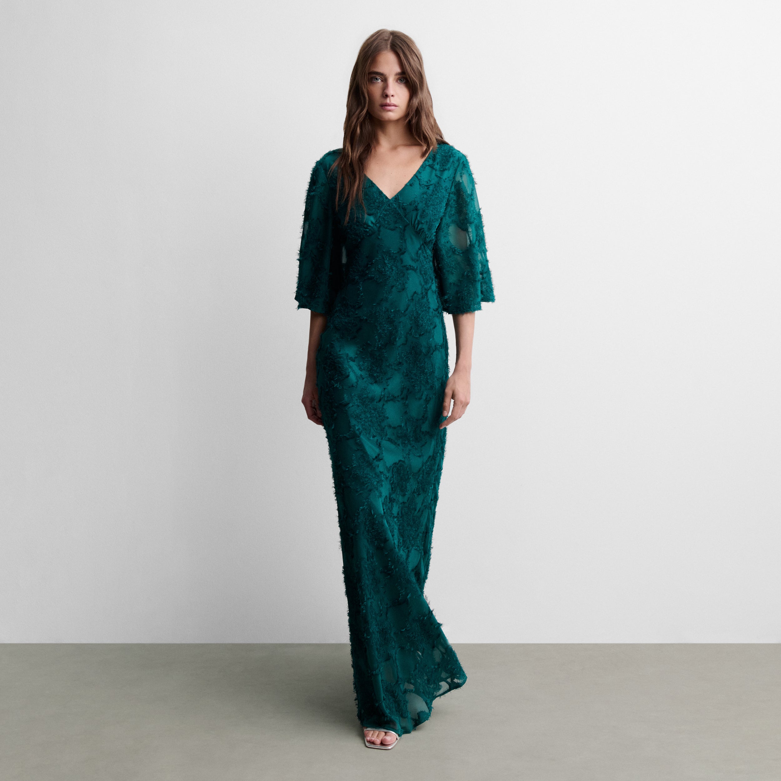 Long fancy-fabric dress