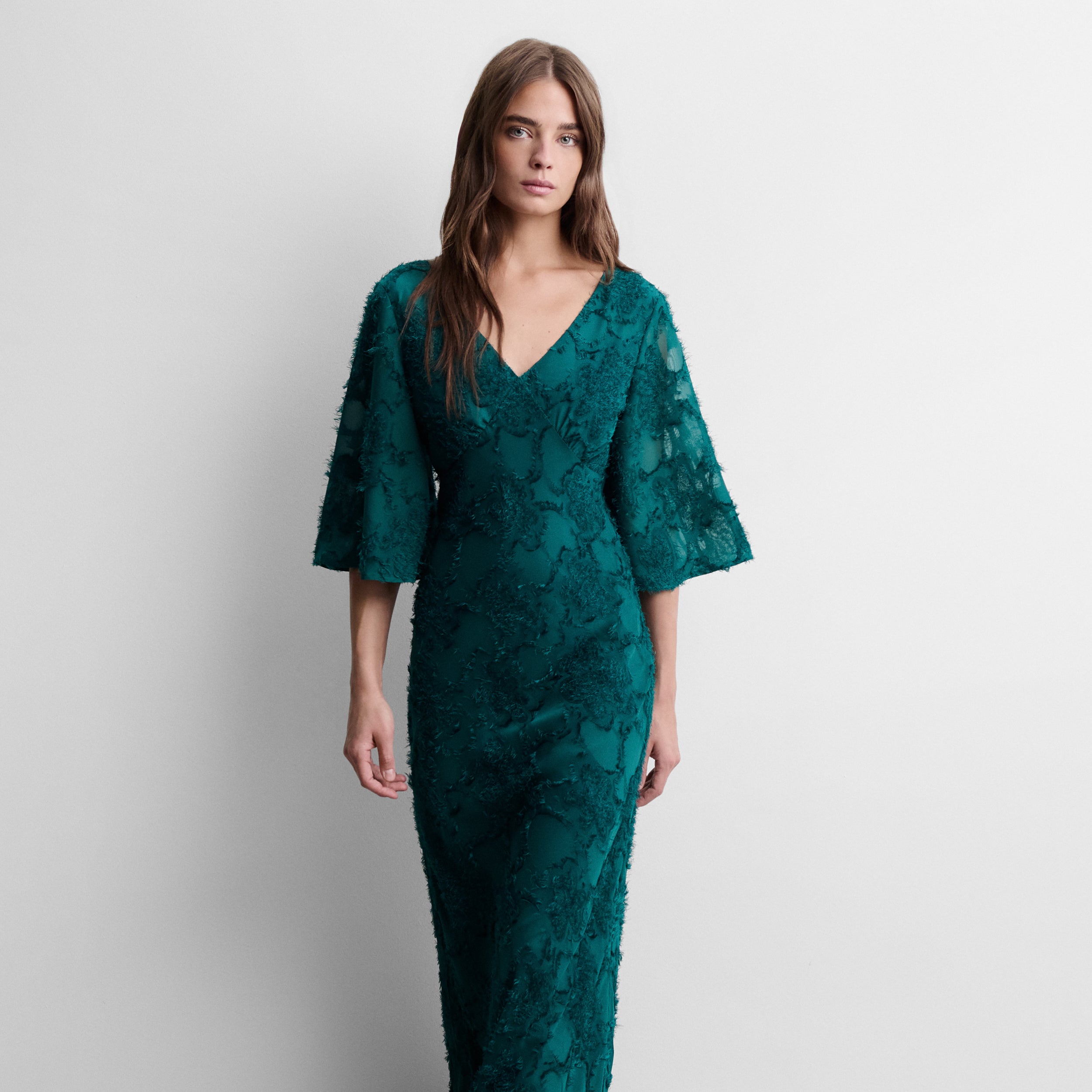 Long fancy-fabric dress