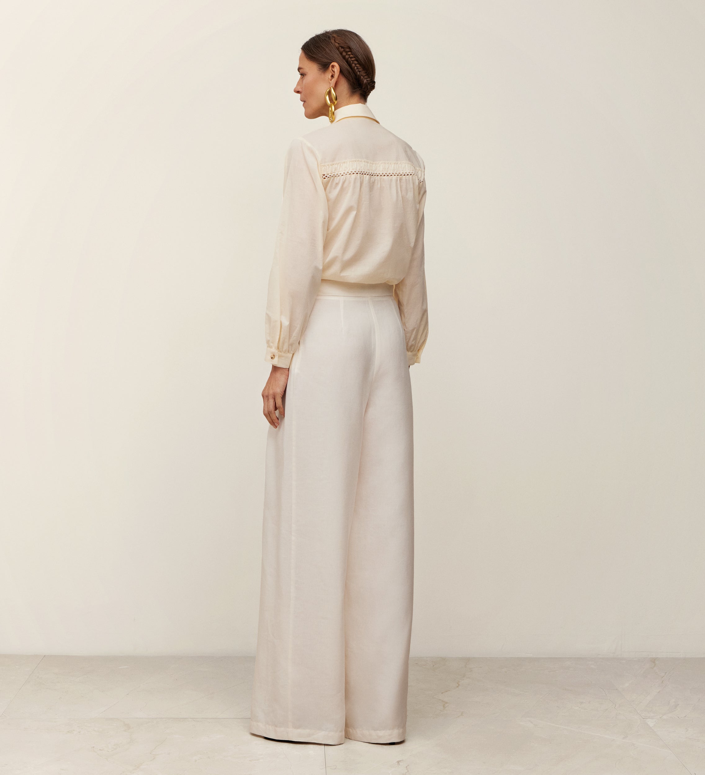 Blouse with fringe yoke