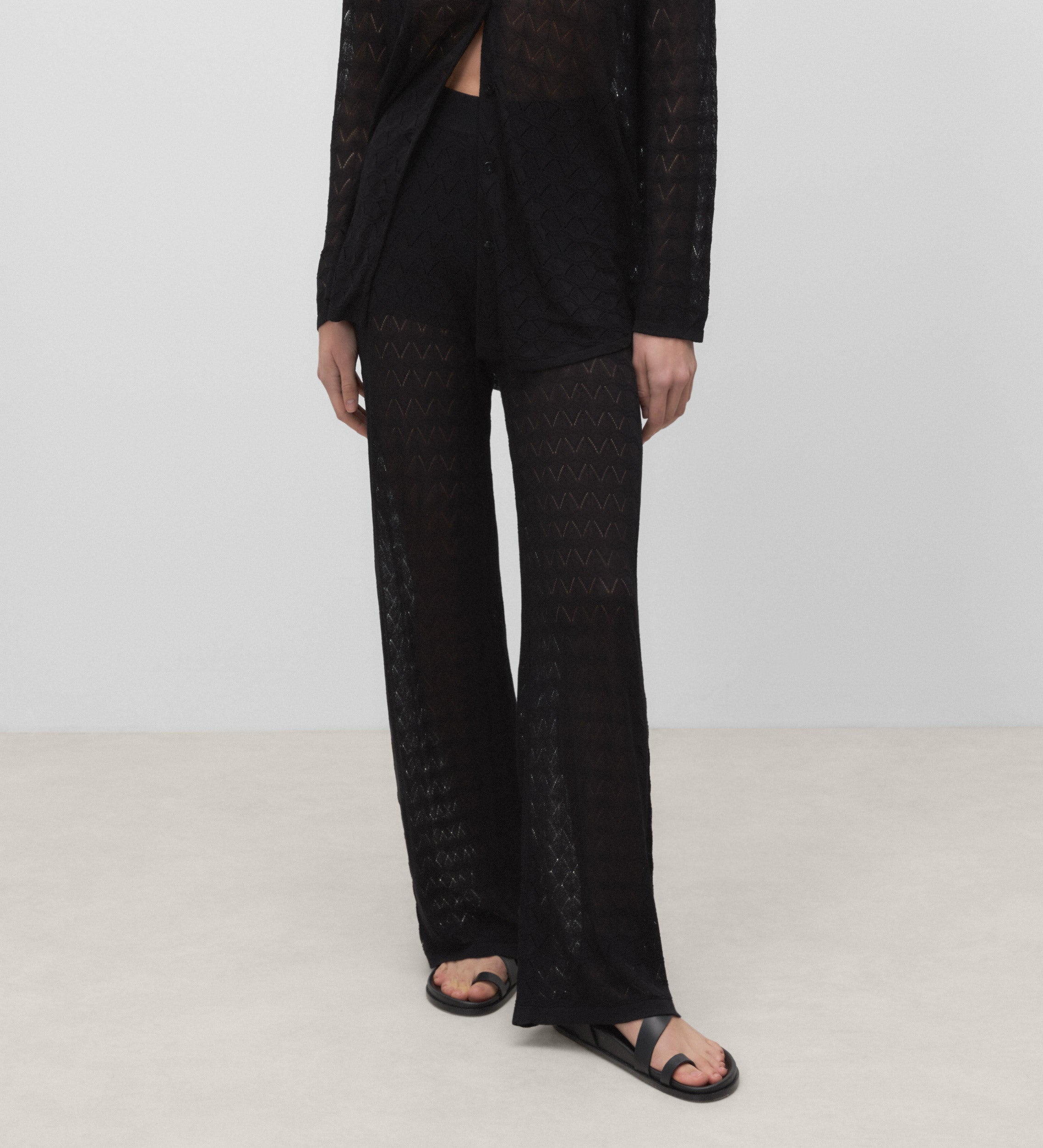 Openwork knit trousers