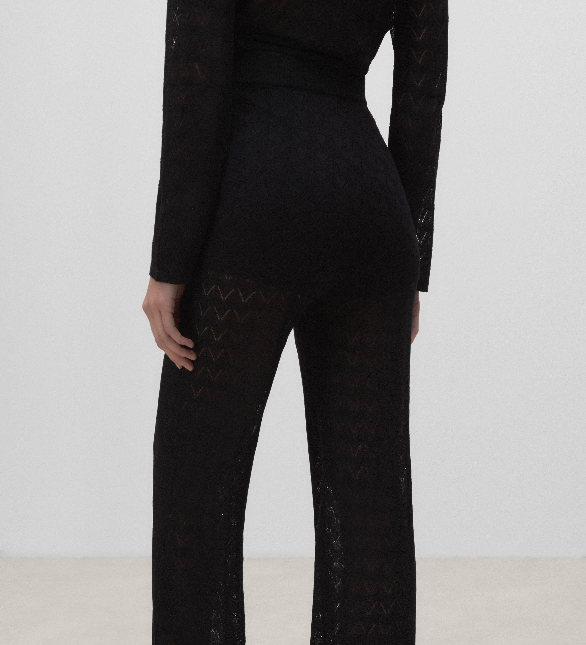 Openwork knit trousers